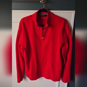 Bugatchi Men's Bright Red Cotton Quarter-Zip Pullover